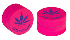 Grinder Alu Pink Hemp Leaf - 40mm - 3 Layers - Display - 12 Stück