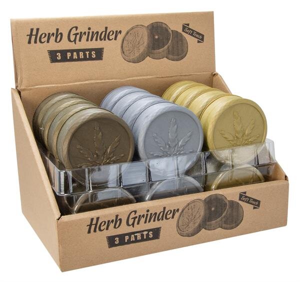 Grinder Plastic - Soft Touch - 50mm - 3 Layers - Display - 24 Stück