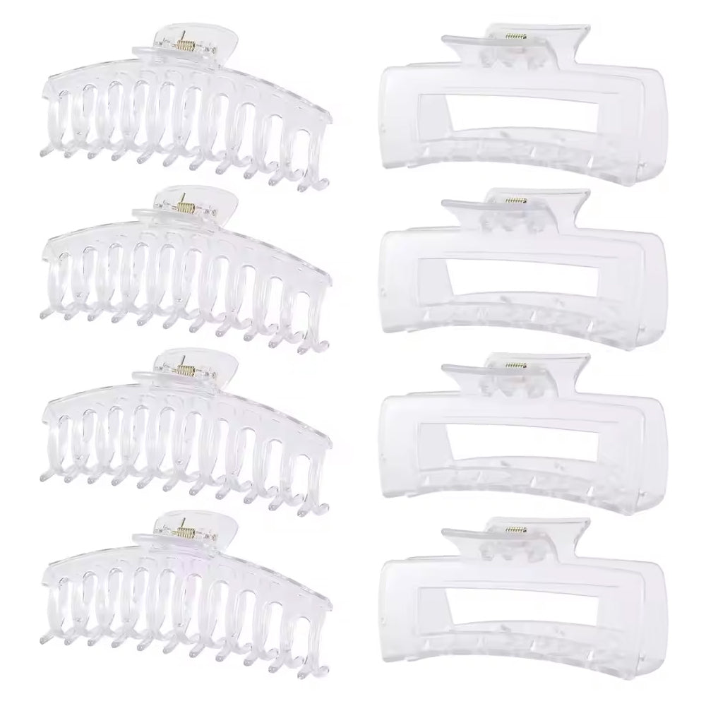 Haarklammer Gross 8er-Set, transparent