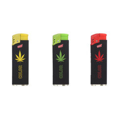 Hemp Leaf Feuerzeug - Turboflame Multicolor - Display - 50 Stück