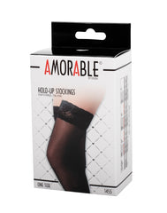 Amorable by Rimba - Halterlose Strümpfe - One Size - Schwarz