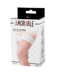 2: Amorable by Rimba - Halterlose Netzstrümpfe - One Size - Weiß