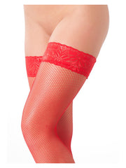 Amorable by Rimba - Halterlose Netzstrümpfe - One Size - Rot