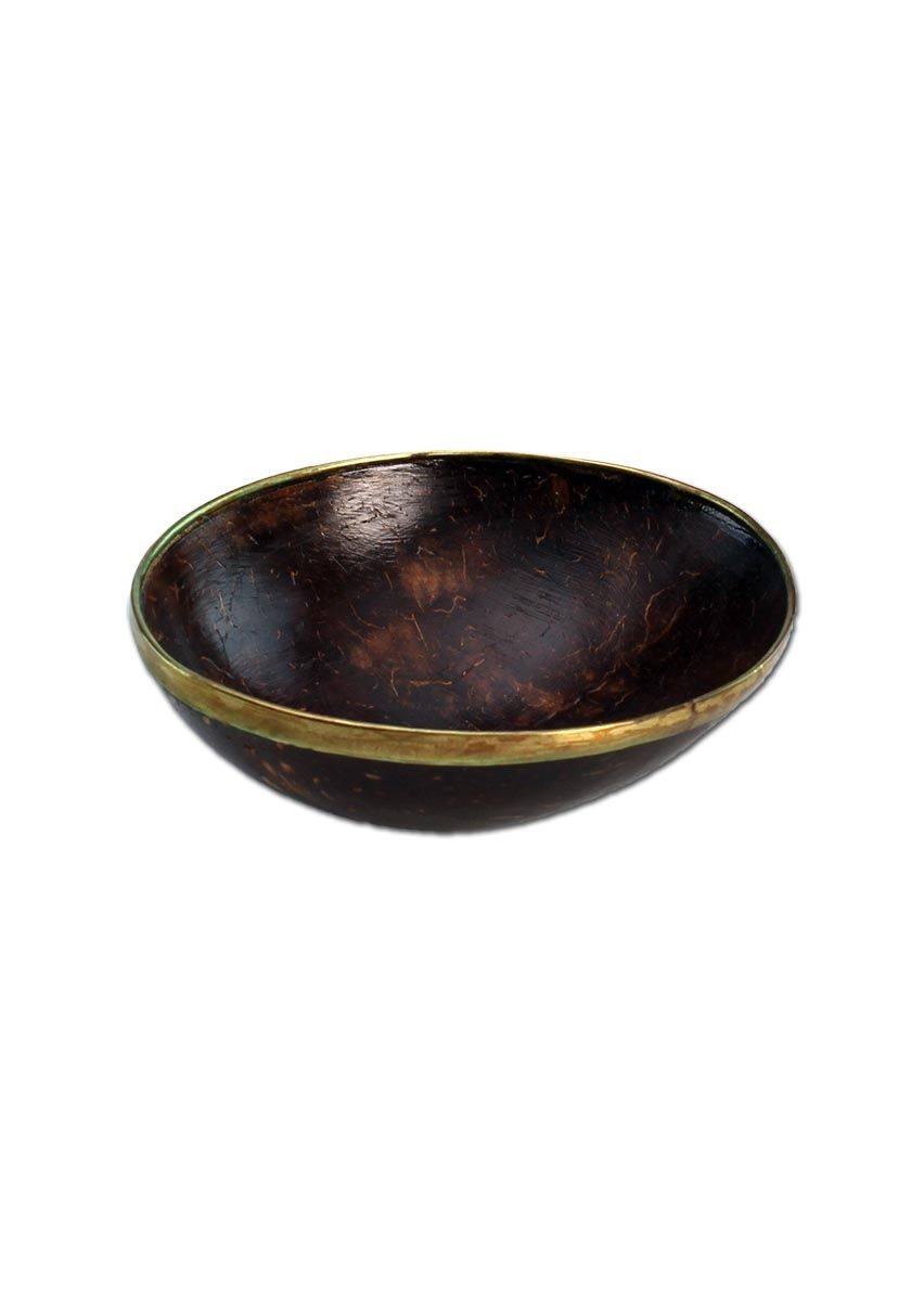 Kokosnuss Mischschale mit Messingrand gross