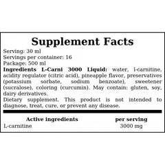 L-Carnitine 3000 Liquid - 500ml. - Pineapple