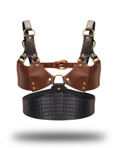 Liebe Seele - Leder Bustier - Schwarz, Braun & Gold