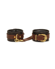Liebe Seele - Handschellen aus Leder - Schwarz, Braun & Gold