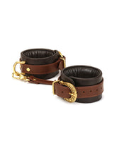Liebe Seele - Handschellen aus Leder - Schwarz, Braun & Gold