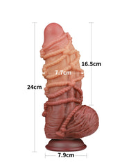 LoveToy - Extremer Dildo mit Seilmotiv 24 cm - Braun & Nude