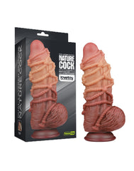 LoveToy - Extremer Dildo mit Seilmotiv 24 cm - Braun & Nude