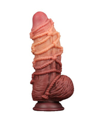 LoveToy - Extremer Dildo mit Seilmotiv 24 cm - Braun & Nude
