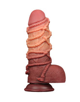 LoveToy - Extremer Dildo mit Seilmotiv 24 cm - Braun & Nude