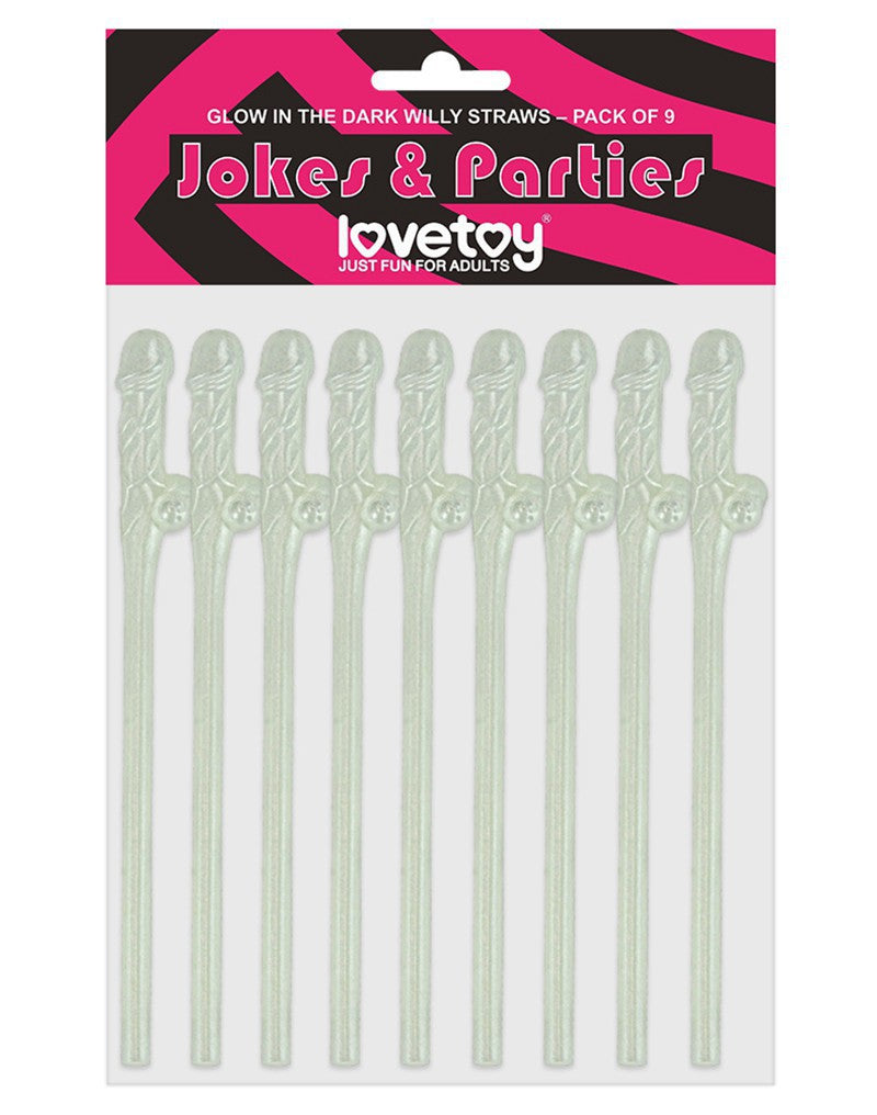 LoveToy - Glow in The Dark Willy Strohhalme - 9er Pack