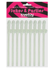 LoveToy - Glow in The Dark Willy Strohhalme - 9er Pack