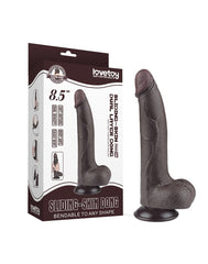 LoveToy - Gleitender Hautdildo 20 cm (Ø 4 cm) - Schwarz