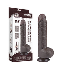 LoveToy - Gleitender Hautdildo 24 cm (Ø 4,3 cm) - Schwarz