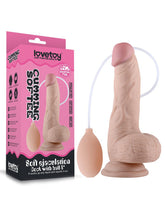 1: LoveToy - Soft Ejaculation Cock mit Hoden 20 cm - Spritzdildo - Nude