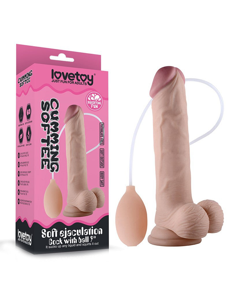 LoveToy - Soft Ejaculation Cock mit Hoden 23 cm - Spritzdildo - Nude