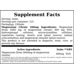 Magnesium Citrate 200mg - 250tabs x12