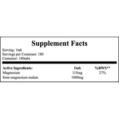 Magnesium Malate 1000mg - 180tabs x12