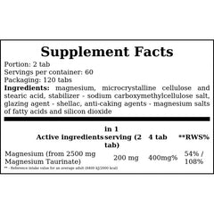 Magnesium Taurate 100mg - 120tabs. x16