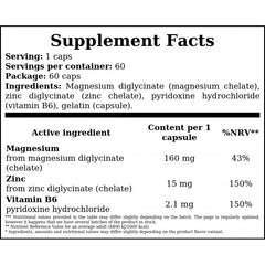 Magnesium, Zink + Vitamin B6 - 60caps.
