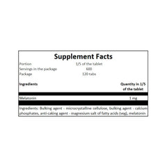 Melatonin 5mg - 120tabs.