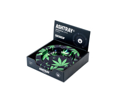 Metal Ashtray - 135mm - Leaves Green metallic - Display - 6 Stück