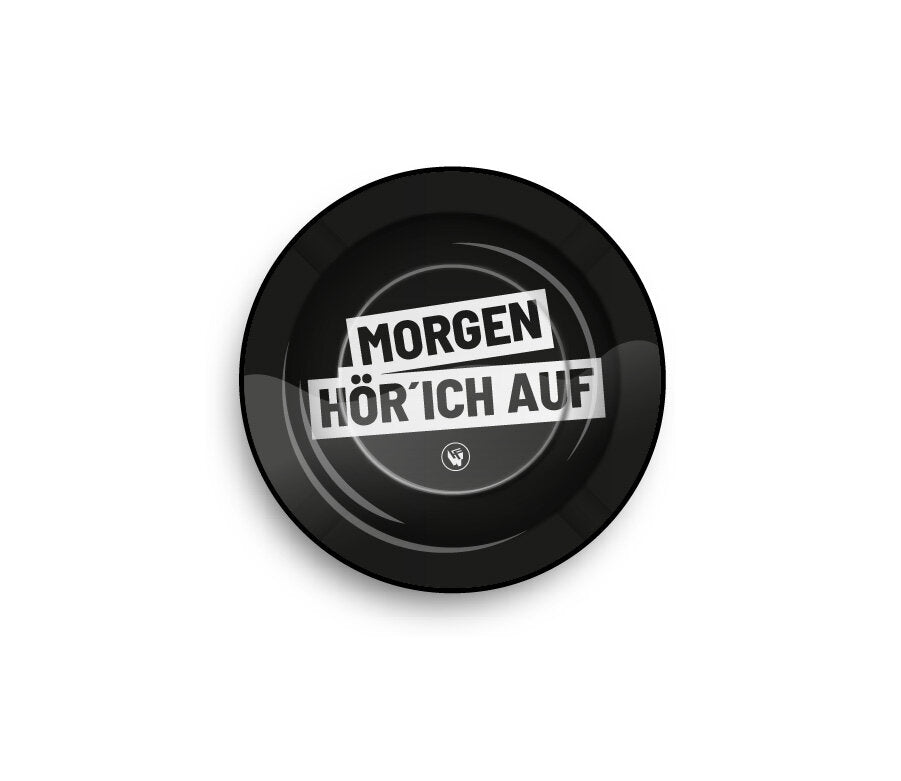 Metal Ashtray - 135mm - Morgen Hör Ich Auf - Display - 6 Stück