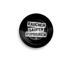 Metal Ashtray - 135mm - Rauchen Saufen Rumhuren - Display - 6 Stück