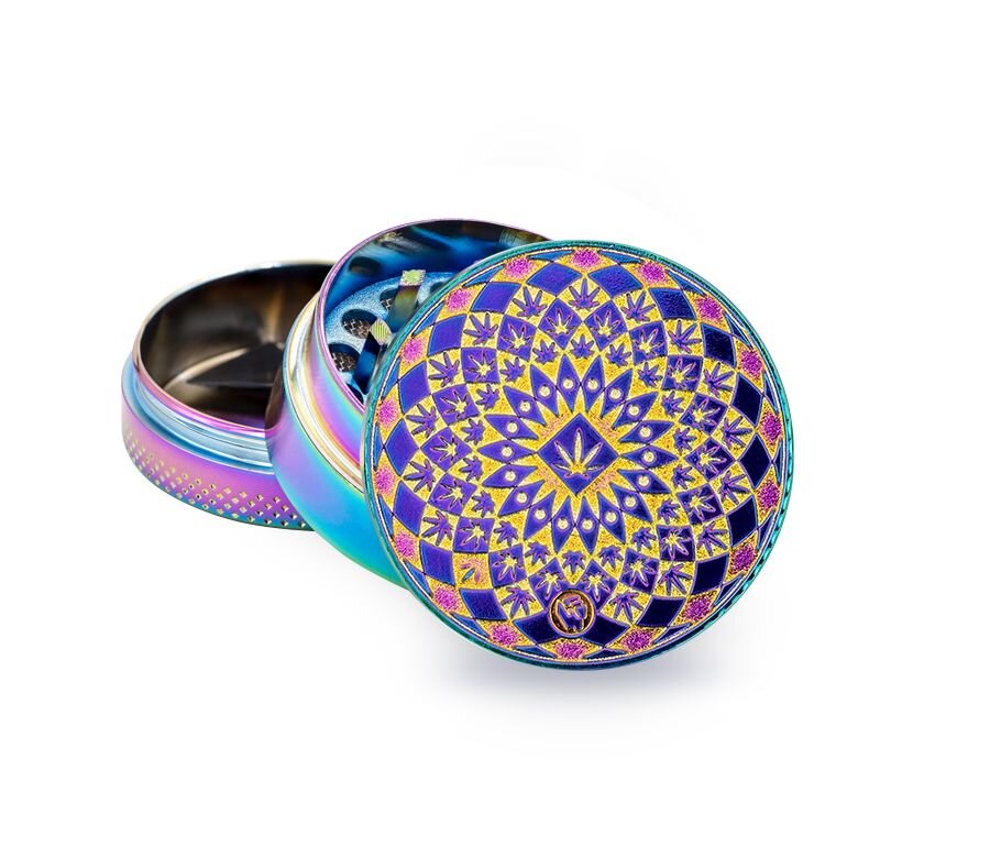 Metal Grinder - 40mm - 3 Layers - Icy - Leaf Pattern - Display - 6 Stück