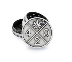 Metal Grinder - 40mm - 3 Layers - Silver - 420 Logo - Display - 6 Stück