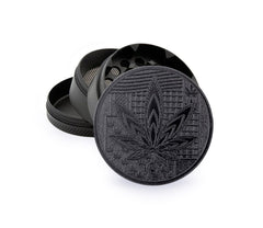 Metal Grinder - 50mm - 4 Layers - Black - Leaves 36 - Display - 4 Stück