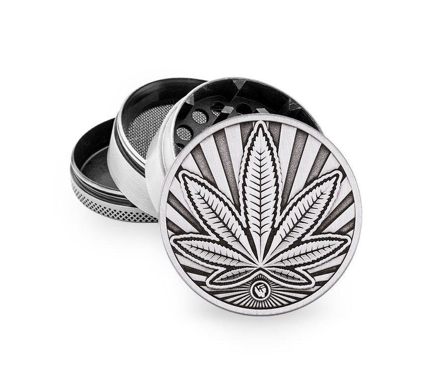 Metal Grinder - 50mm - 4 Layers - Silver - Highlife - Display - 4 Stück