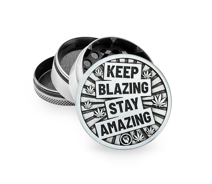 Metal Grinder - 50mm - 4 Layers - Silver - Keep Blazing - Display - 4 Stück