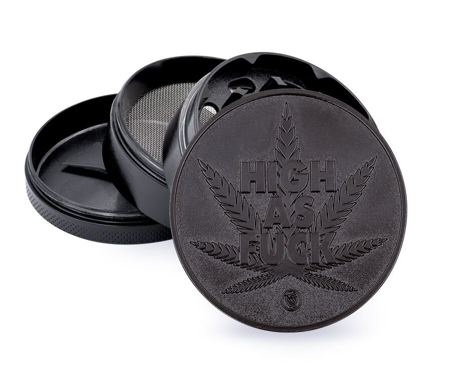 Metal Grinder - 60mm - 4 Layers - Black - High As Fuck - Display - 4 Stück