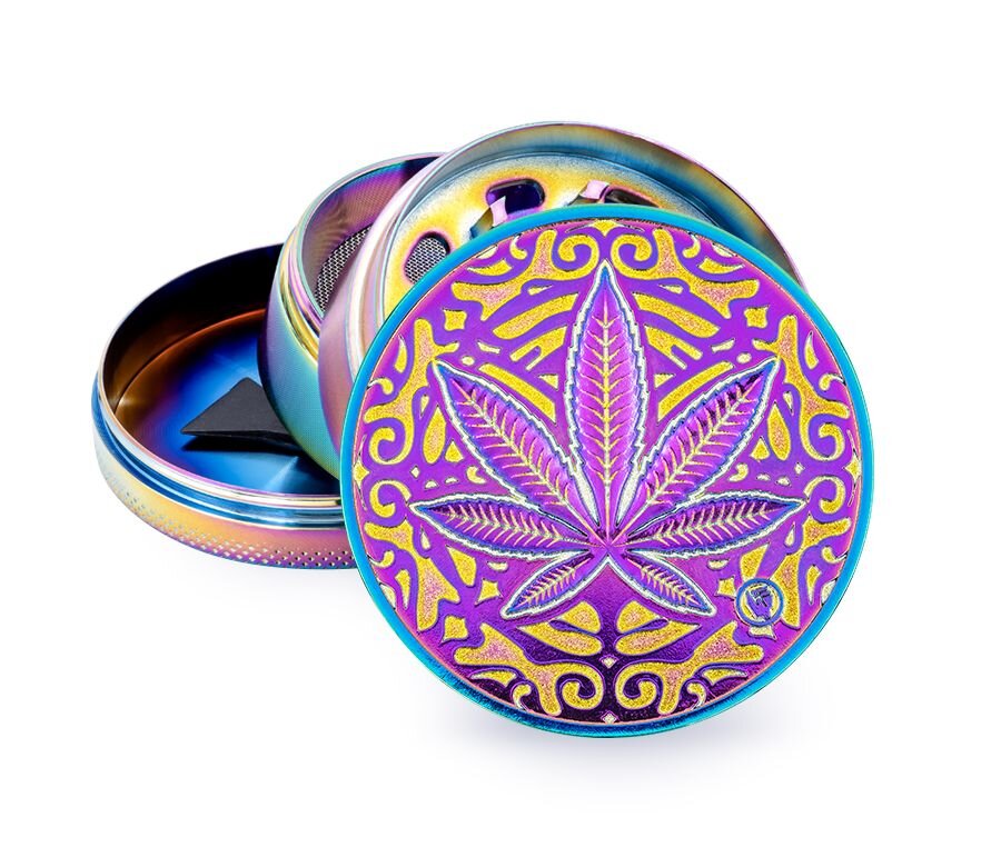 Metal Grinder - 60mm - 4 Layers - Icy - Trance Leaf - Display - 4 Stück