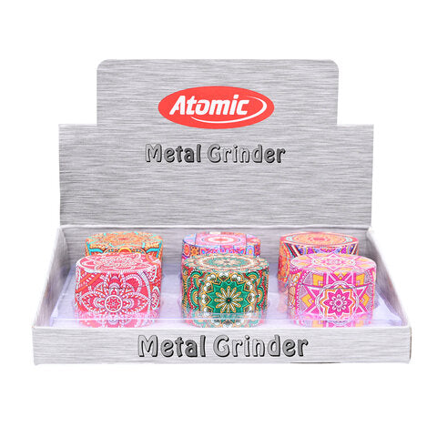 Metal Grinder - Batik Style - 52mm - 4 Layers - Display - 6 Stück
