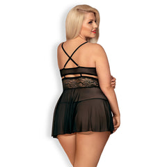 OB 838-BAB-1 babydoll & thong black Size Plus