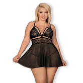 OB 838-BAB-1 babydoll & thong black Size Plus