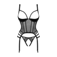 OB Lanelia corset & thong with open cups black