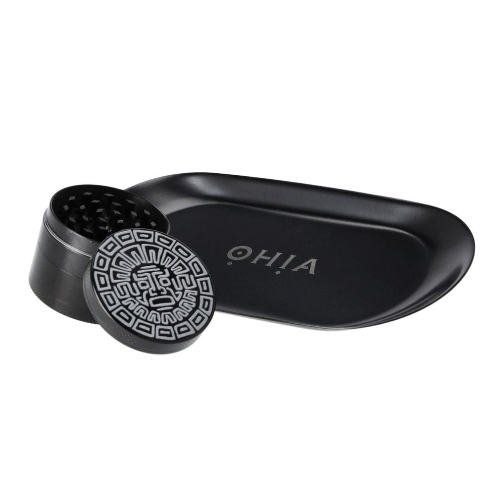 OHIA Alu Grinder Schwarz, Maya Edition, 4tlg. mit Rolling Tray