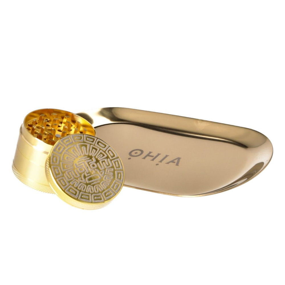 OHIA Alu Grinder Gold, Maya Edition, 4tlg. mit Rolling Tray