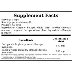 Organic Bacopa - 60caps.