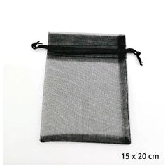 Organzabeutel 10 Stück, schwarz, 15x20 cm