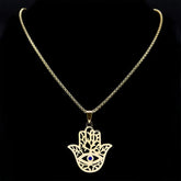 Perlstein Fatima Hamsa Halskette, Edelstahl, Gold, 60 cm