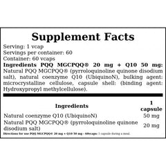 PQQ MGCPQQ® 20 mg + Q10 50 mg - 60vcaps.