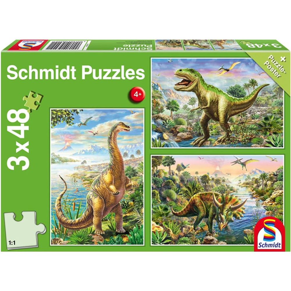 Puzzle Abenteuer mit den Dinosauriern, 3 x 48 Teile