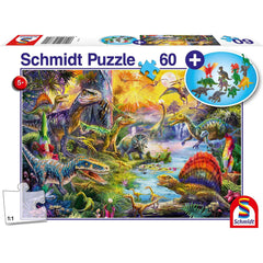 Puzzle Dinosaurier, 60 Teile (inkl. Dinosaurier-Figuren)