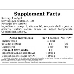 R1 Fish Oil Omega 3 Fatty Acids - 100softgels.